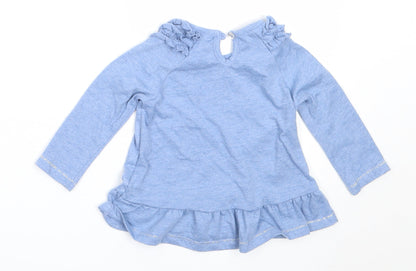 F&F Girls Blue  Polyester Basic T-Shirt Size 3-6 Months Round Neck
