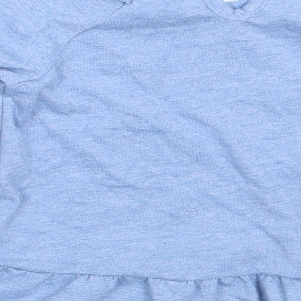 F&F Girls Blue  Polyester Basic T-Shirt Size 3-6 Months Round Neck