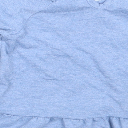 F&F Girls Blue  Polyester Basic T-Shirt Size 3-6 Months Round Neck