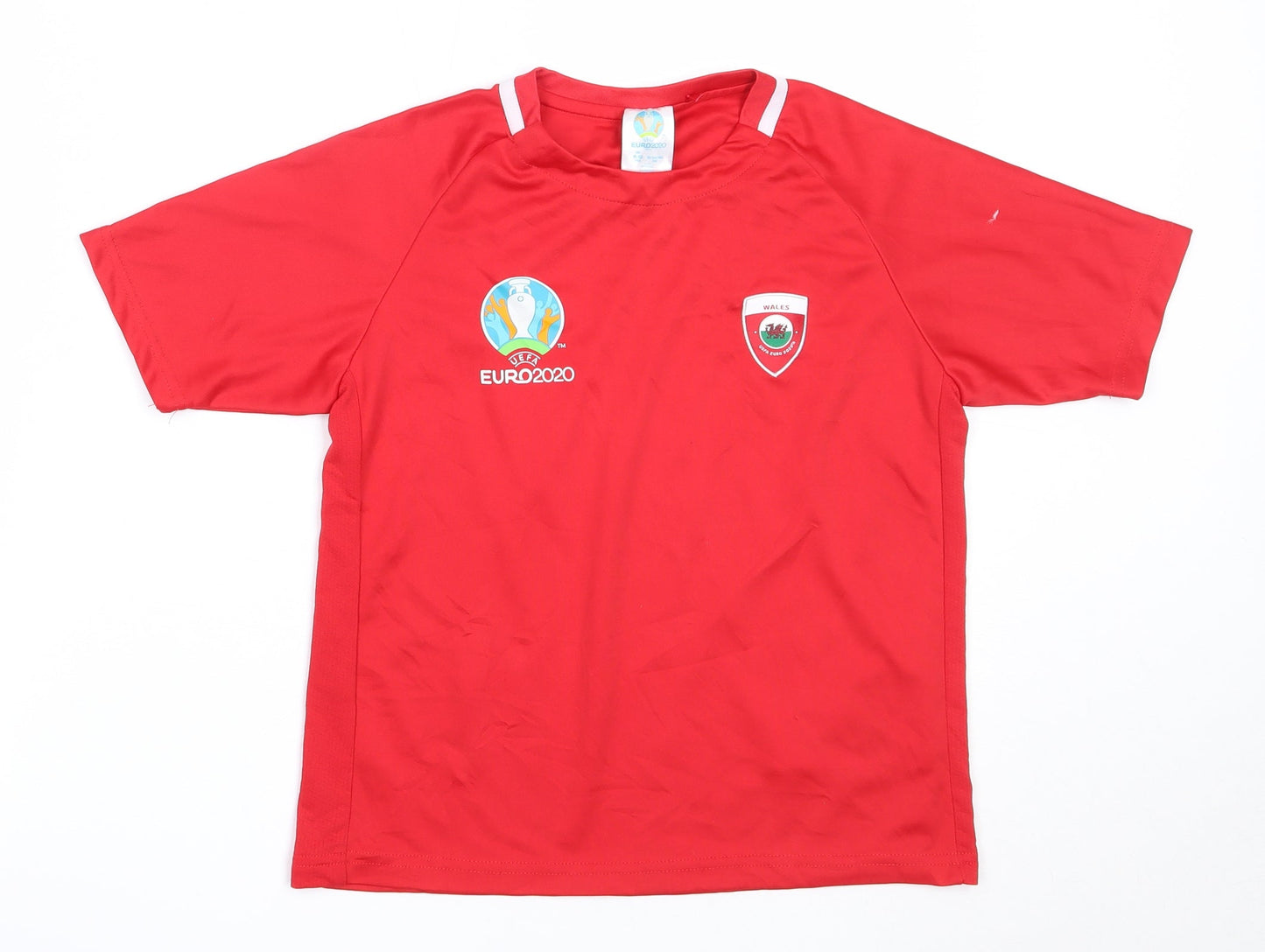 EURO2020 Boys Red  Polyester Jersey T-Shirt Size 9-10 Years Round Neck  - wales euro 2020