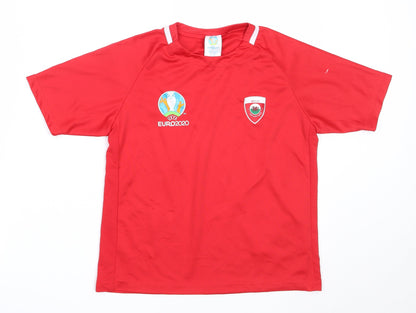 EURO2020 Boys Red  Polyester Jersey T-Shirt Size 9-10 Years Round Neck  - wales euro 2020