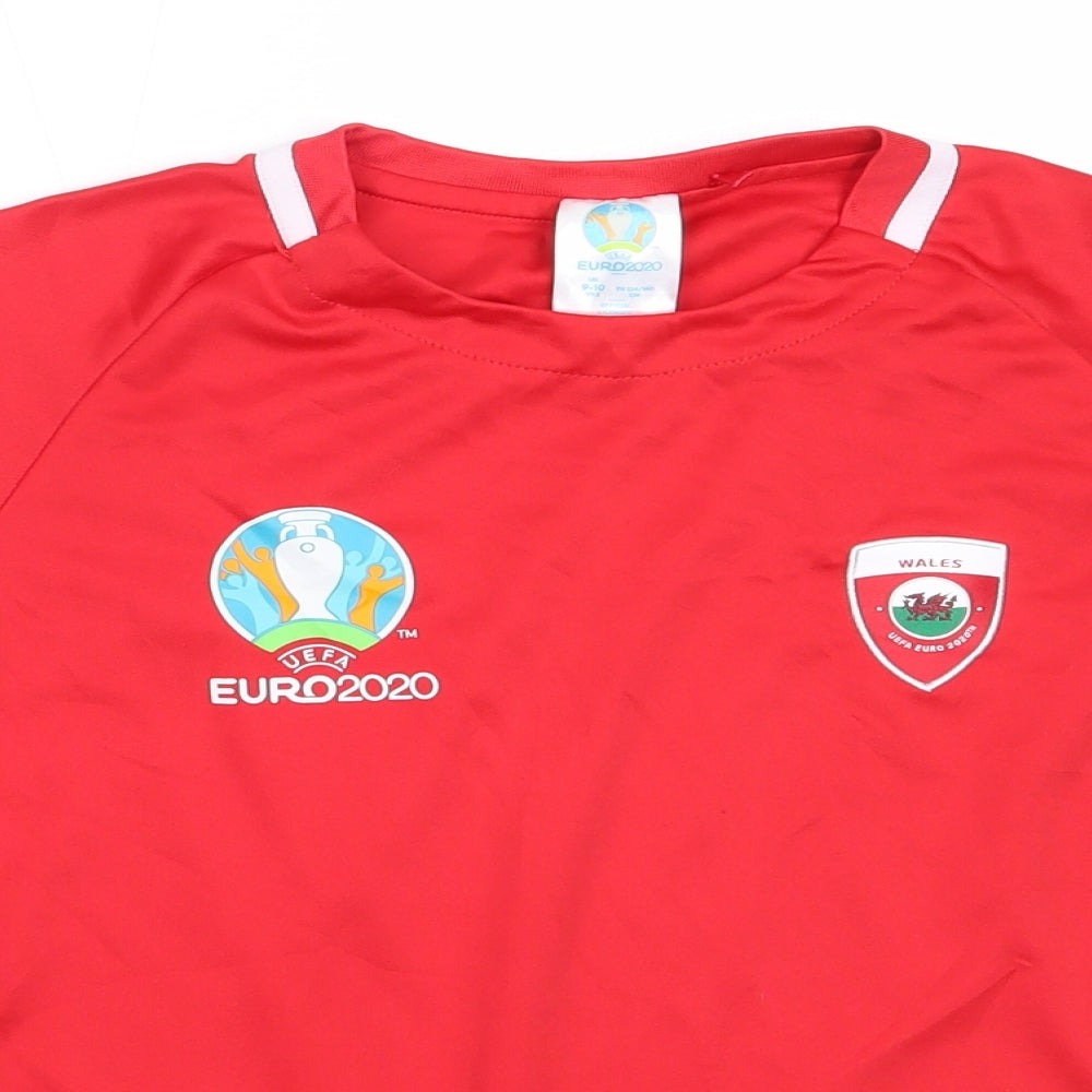 EURO2020 Boys Red  Polyester Jersey T-Shirt Size 9-10 Years Round Neck  - wales euro 2020