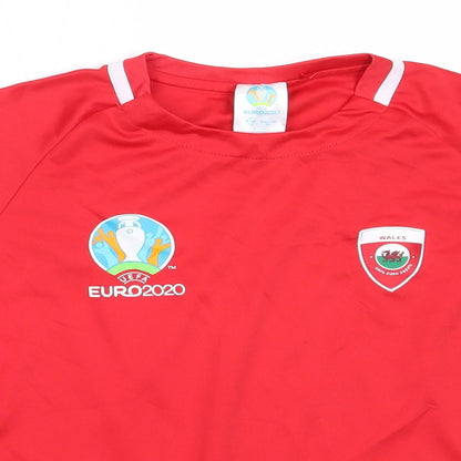 EURO2020 Boys Red  Polyester Jersey T-Shirt Size 9-10 Years Round Neck  - wales euro 2020