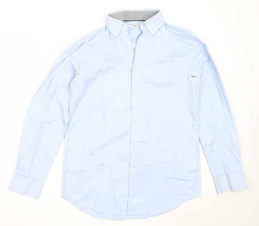 Mens UK Size 15 NEXT Blue  Button-Up Long Sleeve Casual Shirt