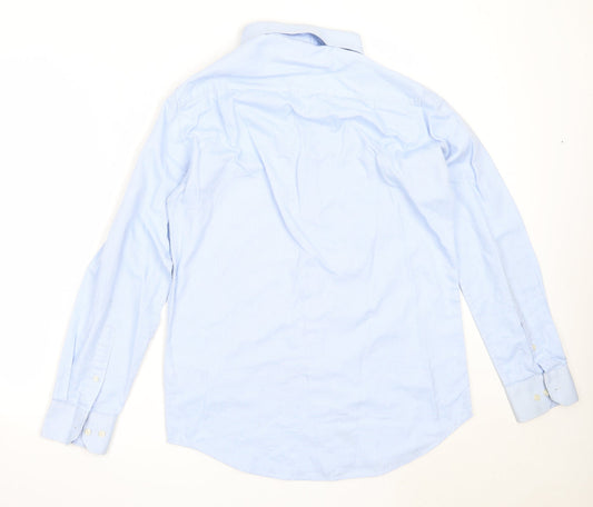 Mens UK Size 15 NEXT Blue  Button-Up Long Sleeve Casual Shirt