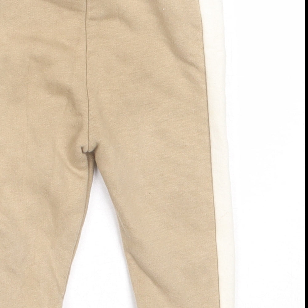F&F Boys Beige  Cotton Jogger Trousers Size 6-9 Months