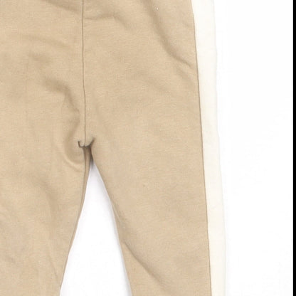 F&F Boys Beige  Cotton Jogger Trousers Size 6-9 Months