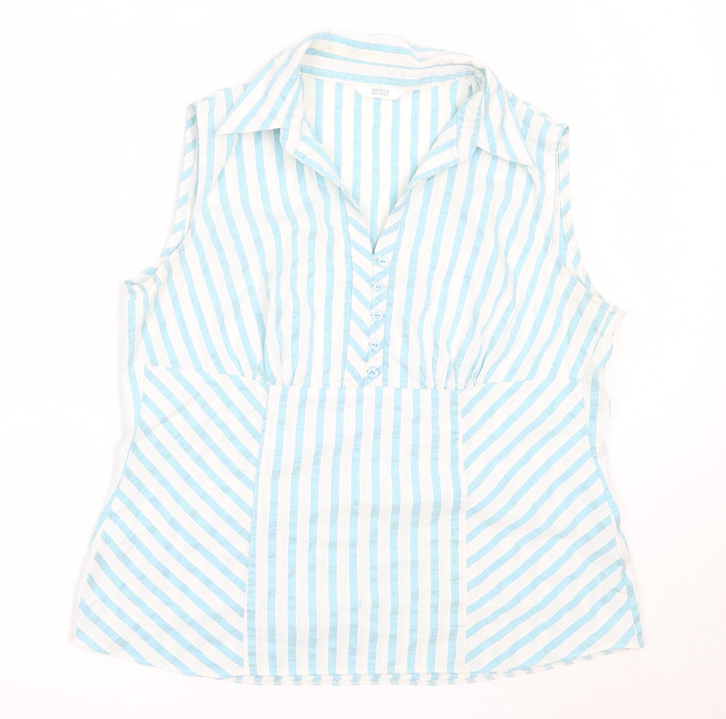 Womens UK Size 14 Marks and Spencer Blue Basic Button-Up