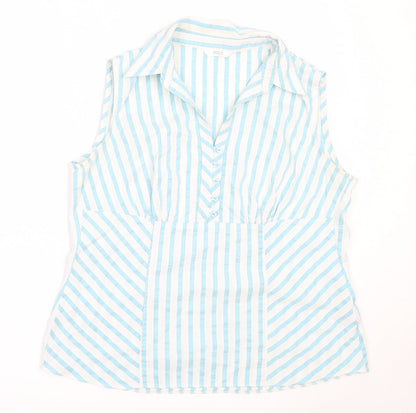 Womens UK Size 14 Marks and Spencer Blue Basic Button-Up