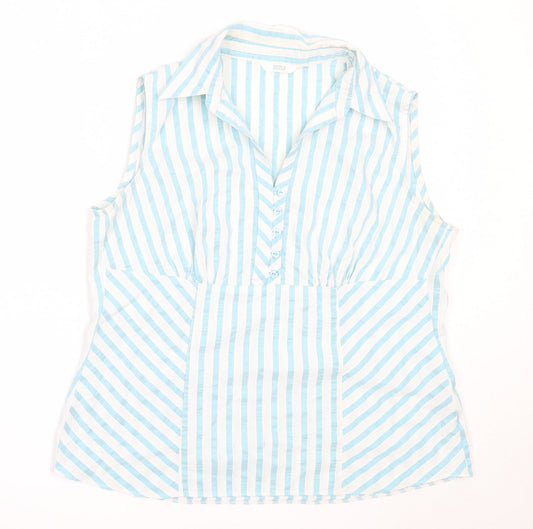 Womens UK Size 14 Marks and Spencer Blue Basic Button-Up
