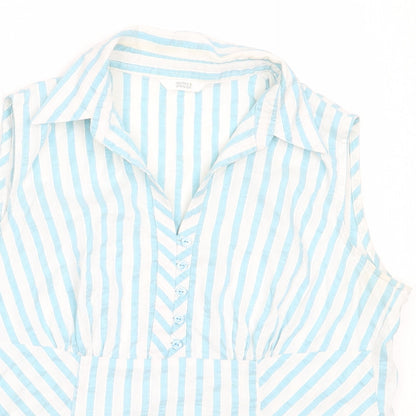 Womens UK Size 14 Marks and Spencer Blue Basic Button-Up