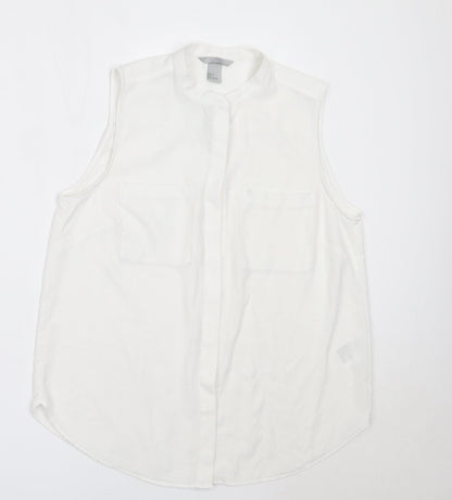 Womens UK Size 38 H&M White Basic Button-Up