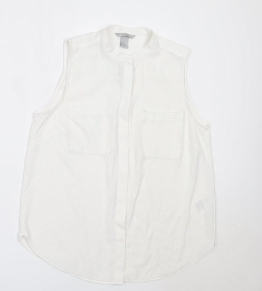 Womens UK Size 38 H&M White Basic Button-Up