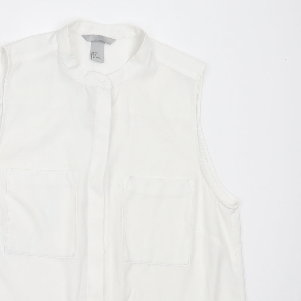Womens UK Size 38 H&M White Basic Button-Up