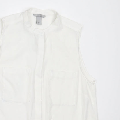 Womens UK Size 38 H&M White Basic Button-Up
