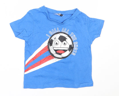 Pep&Co Boys Blue  Cotton Basic T-Shirt Size 12-18 Months Round Neck  - football
