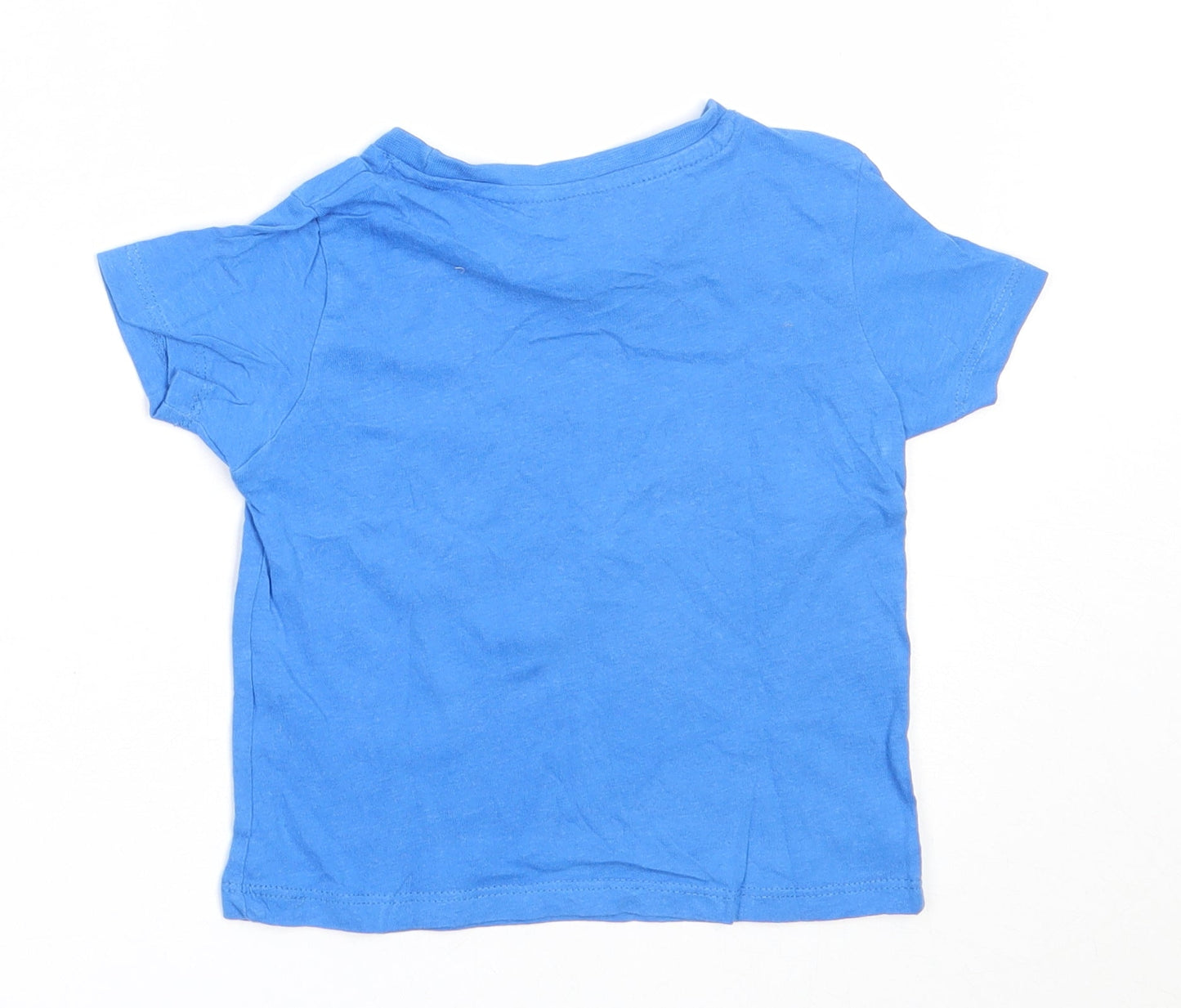 Pep&Co Boys Blue  Cotton Basic T-Shirt Size 12-18 Months Round Neck  - football