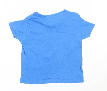 Pep&Co Boys Blue  Cotton Basic T-Shirt Size 12-18 Months Round Neck  - football