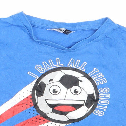 Pep&Co Boys Blue  Cotton Basic T-Shirt Size 12-18 Months Round Neck  - football