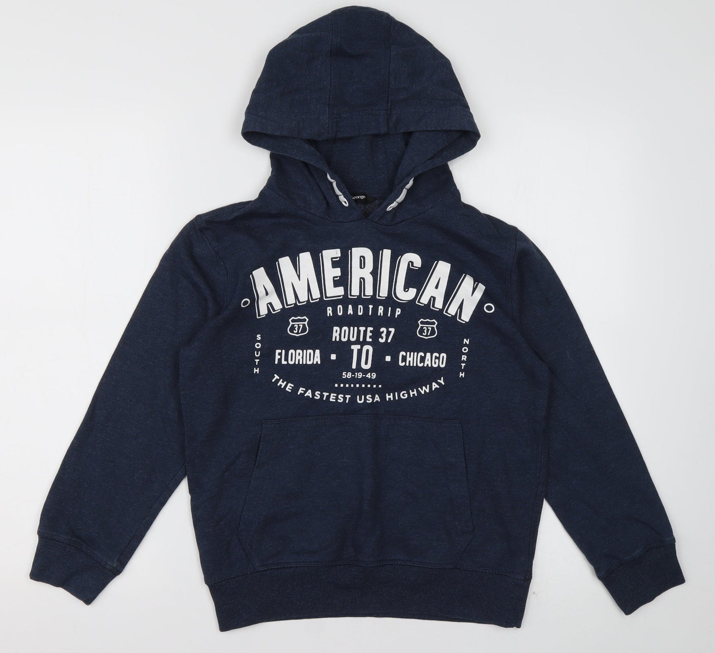 geogre Boys Blue  Cotton Pullover Hoodie Size 10-11 Years  Pullover - American