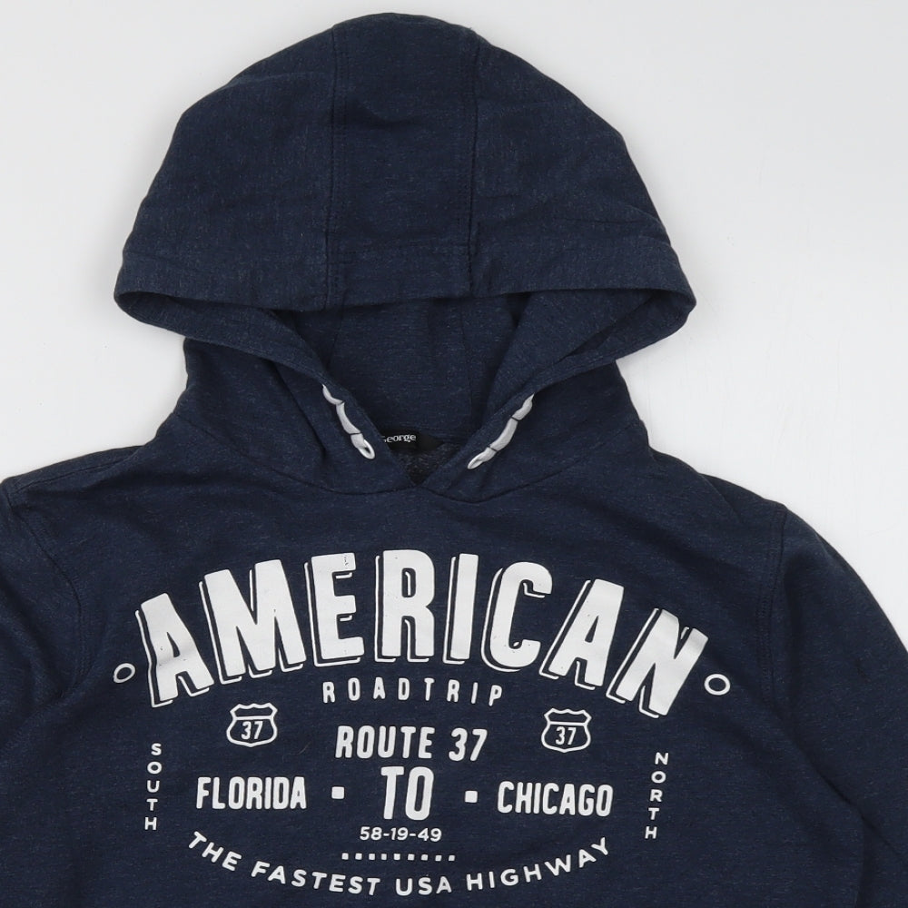 geogre Boys Blue  Cotton Pullover Hoodie Size 10-11 Years  Pullover - American