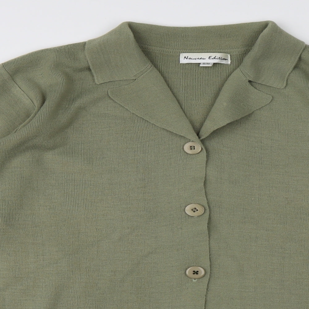 Womens UK Size M Preworn Green Cardigan Jumper