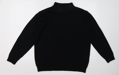 design essentials Womens Black High Neck Striped Acrylic Pullover Jumper Size L