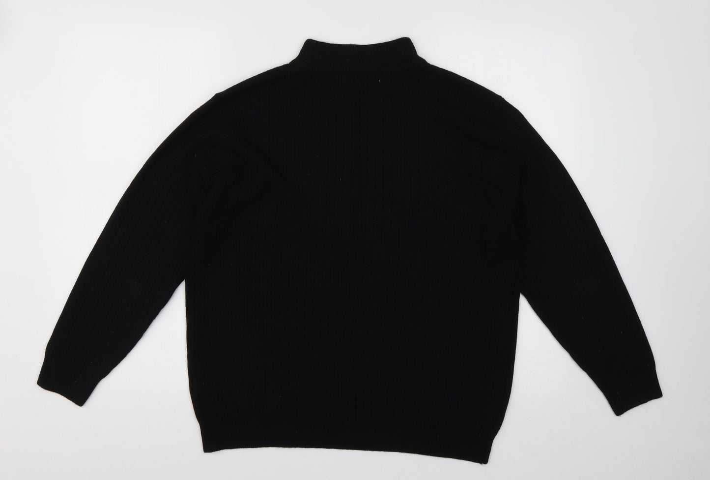 design essentials Womens Black High Neck Striped Acrylic Pullover Jumper Size L