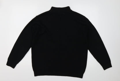 design essentials Womens Black High Neck Striped Acrylic Pullover Jumper Size L