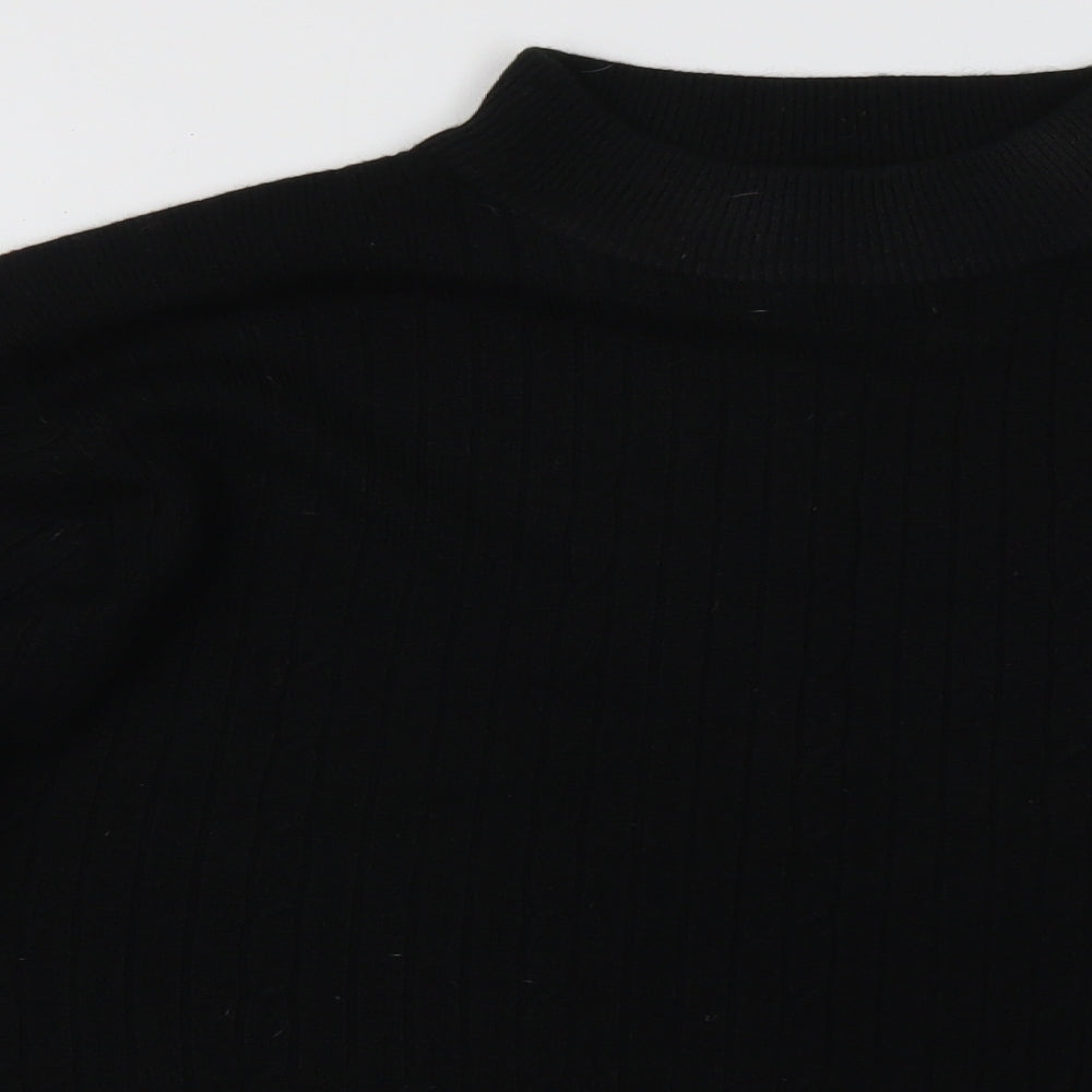 design essentials Womens Black High Neck Striped Acrylic Pullover Jumper Size L