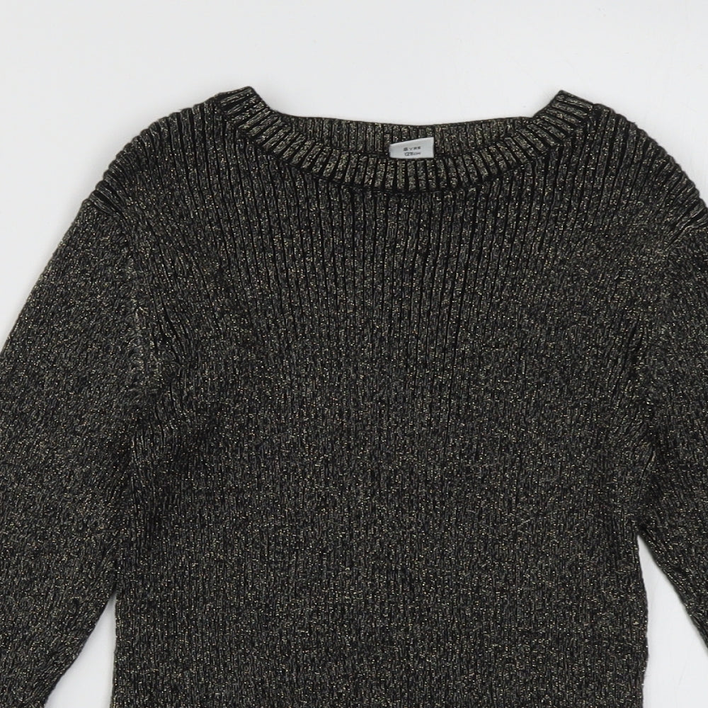 sainsburys Girls Gold  Cotton Pullover Sweatshirt Size 8 Years  Pullover