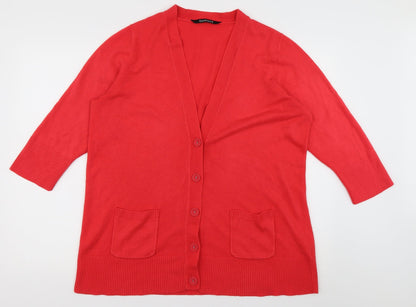 Evans Womens Pink V-Neck  Acrylic Cardigan Jumper Size 20