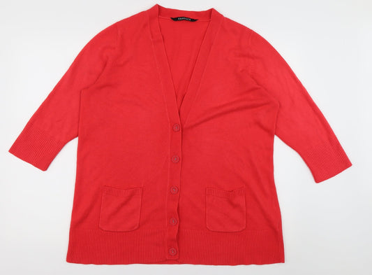 Evans Womens Pink V-Neck  Acrylic Cardigan Jumper Size 20