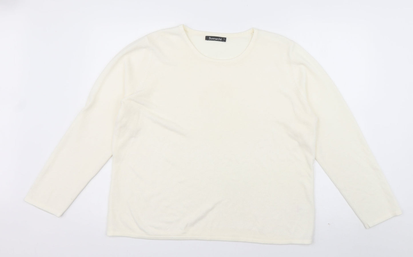bonmarch Womens White  Acrylic Pullover Sweatshirt Size L  Pullover