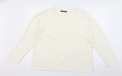 bonmarch Womens White  Acrylic Pullover Sweatshirt Size L  Pullover