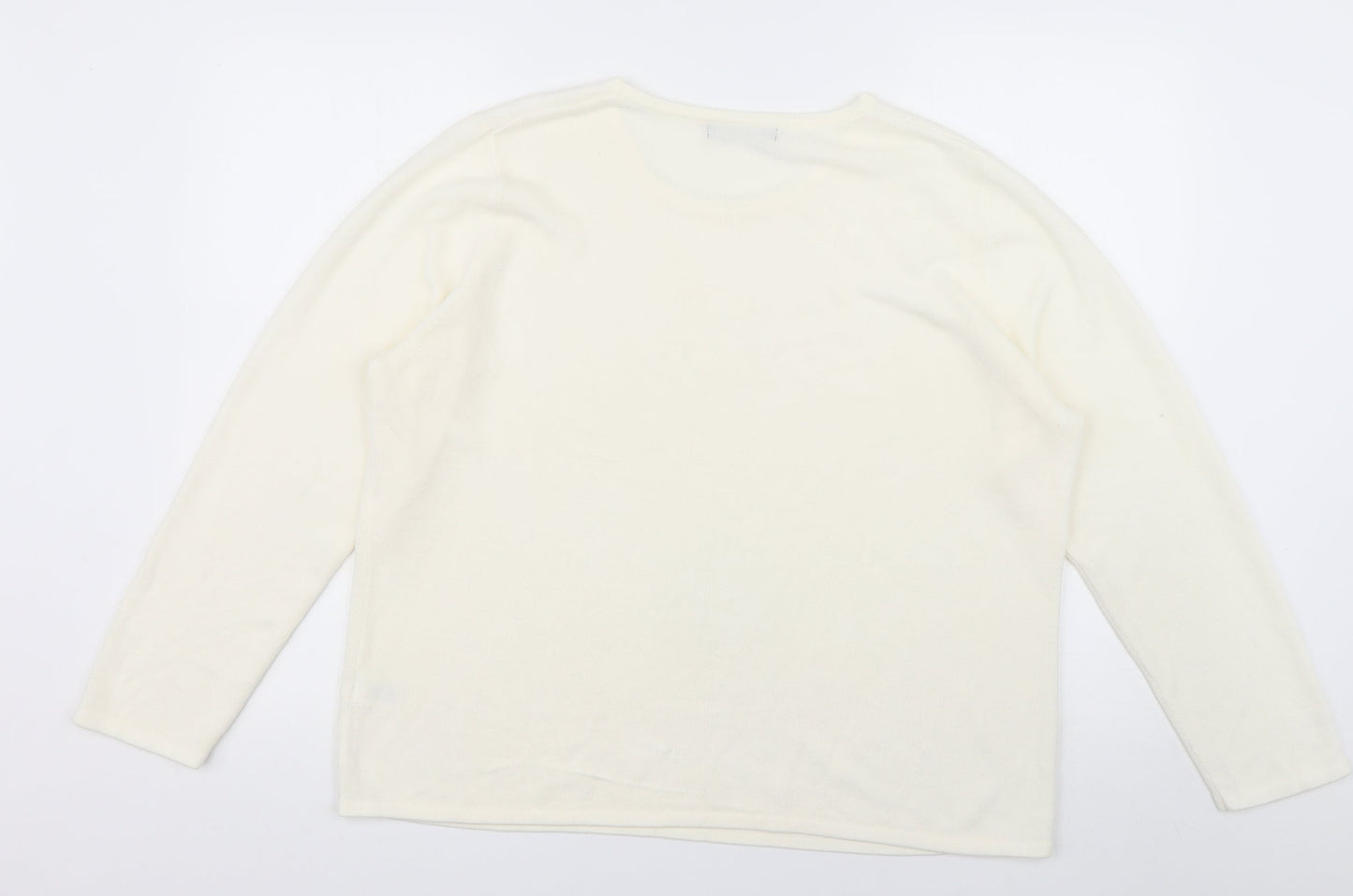 bonmarch Womens White  Acrylic Pullover Sweatshirt Size L  Pullover