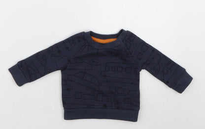 Primark Baby Blue Geometric Cotton Pullover Jumper Size 0-3 Months  Buckle - Cars