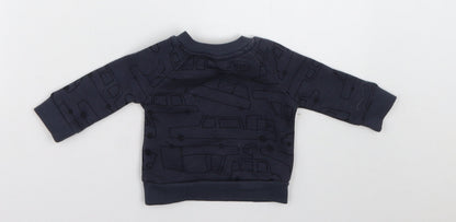 Primark Baby Blue Geometric Cotton Pullover Jumper Size 0-3 Months  Buckle - Cars