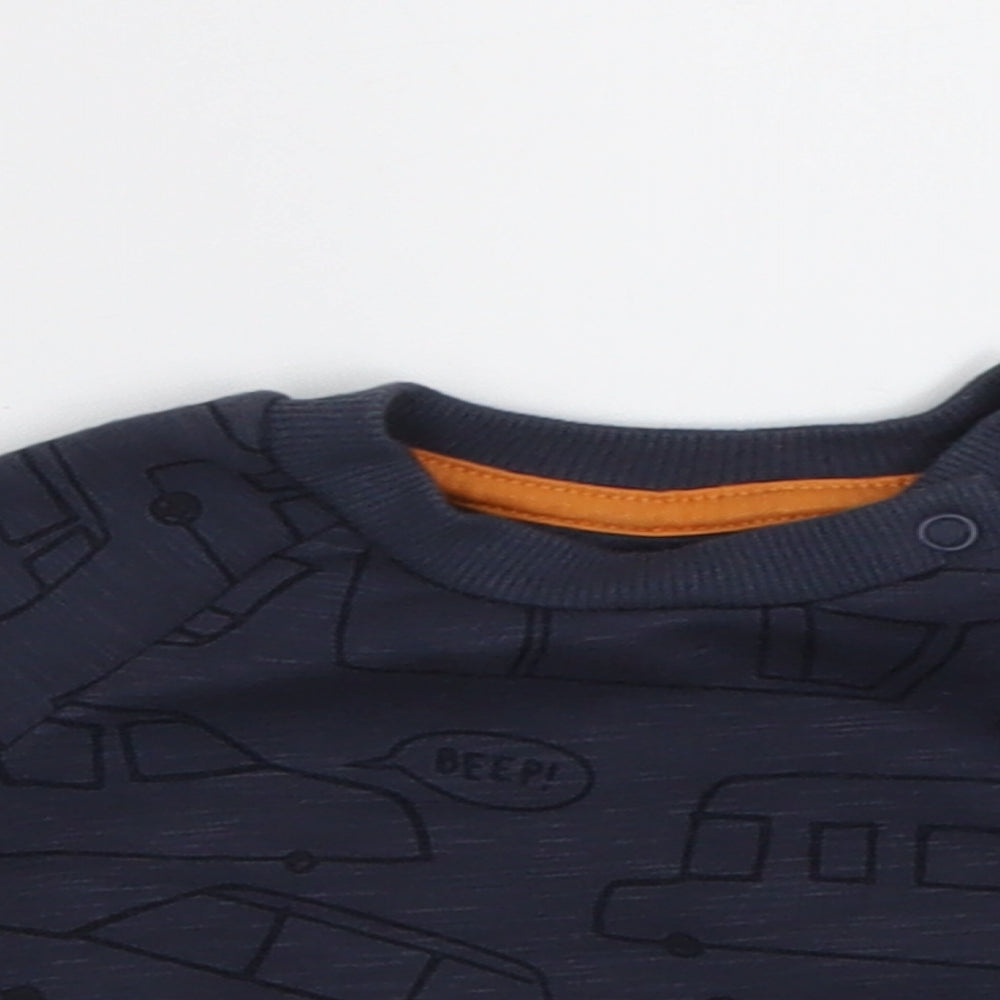 Primark Baby Blue Geometric Cotton Pullover Jumper Size 0-3 Months  Buckle - Cars