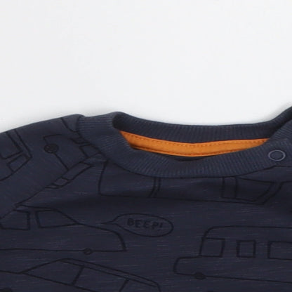 Primark Baby Blue Geometric Cotton Pullover Jumper Size 0-3 Months  Buckle - Cars