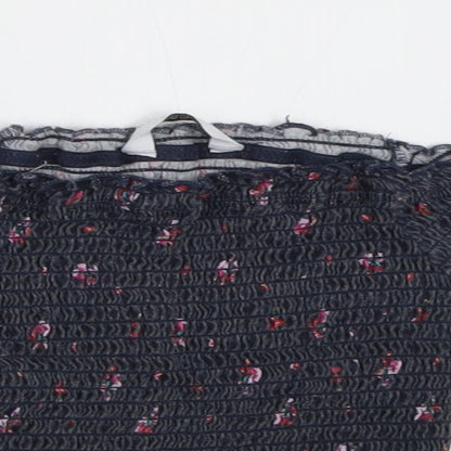 Primark Girls Grey Floral Cotton Tunic T-Shirt Size 7-8 Years Off the Shoulder Pullover