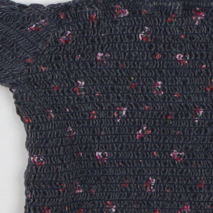 Primark Girls Grey Floral Cotton Tunic T-Shirt Size 7-8 Years Off the Shoulder Pullover