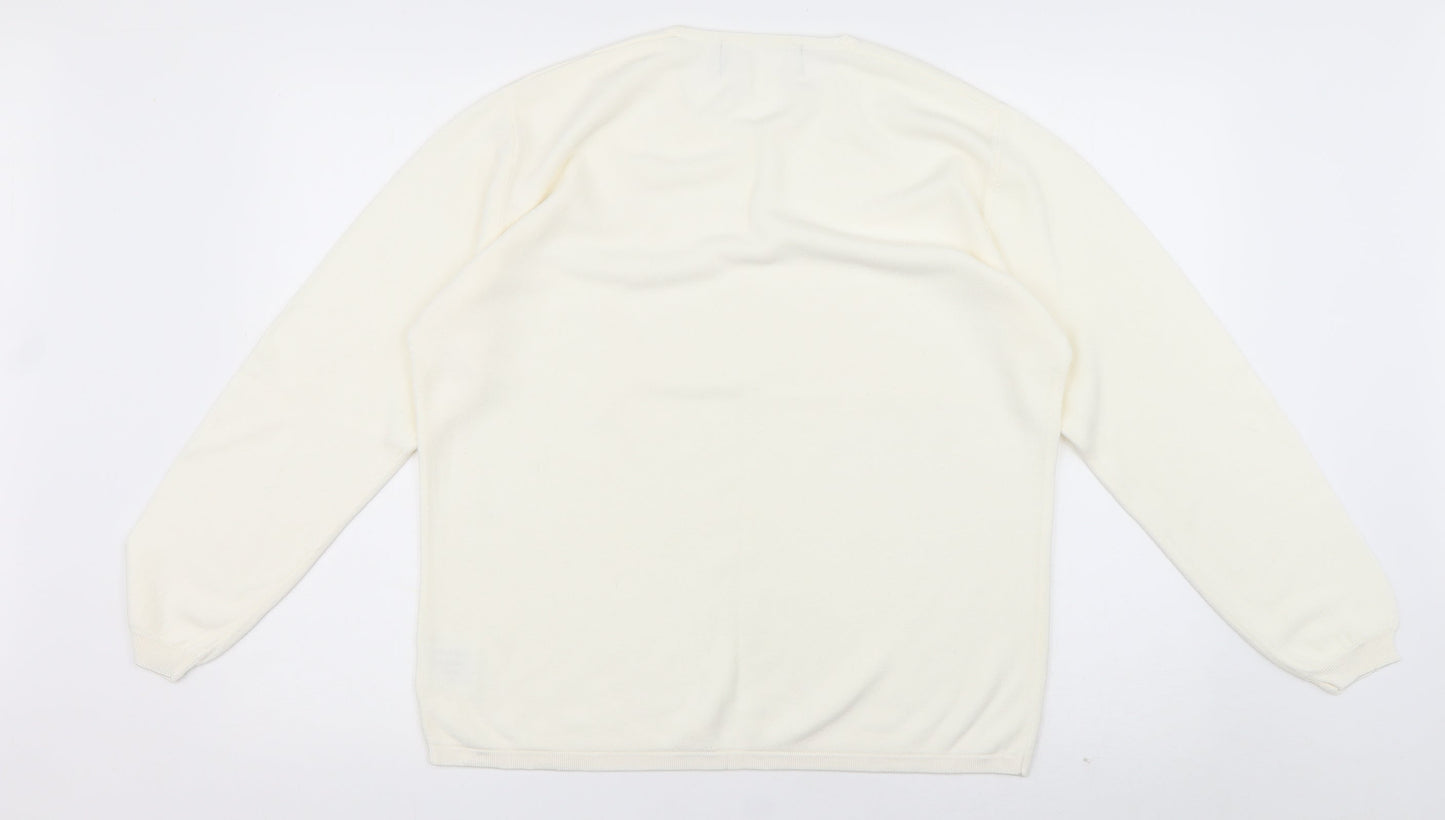 Womens UK Size L Preworn White Pullover Jumper