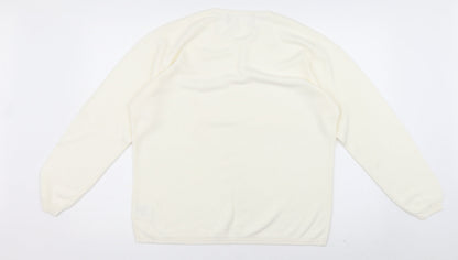 Womens UK Size L Preworn White Pullover Jumper