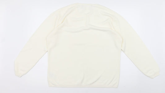 Womens UK Size L Preworn White Pullover Jumper