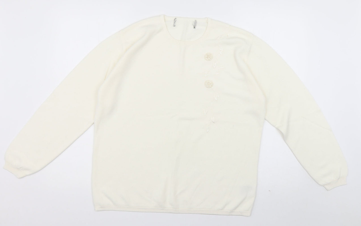 Womens UK Size L Preworn White Pullover Jumper