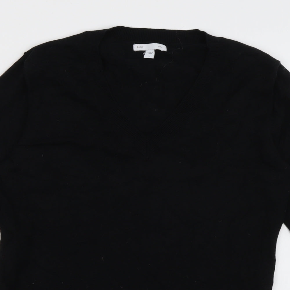 Gap Mens Black V-Neck  Cotton Pullover Jumper Size M