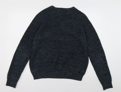 Debenhams Mens Blue Crew Neck  Acrylic Pullover Jumper Size S