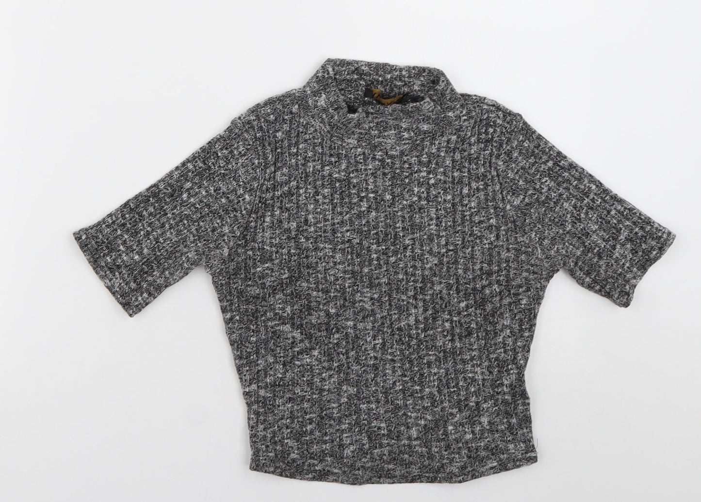 ayanapa Womens Grey  Polyester Cropped T-Shirt Size 8 High Neck