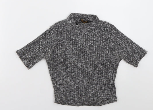 ayanapa Womens Grey  Polyester Cropped T-Shirt Size 8 High Neck